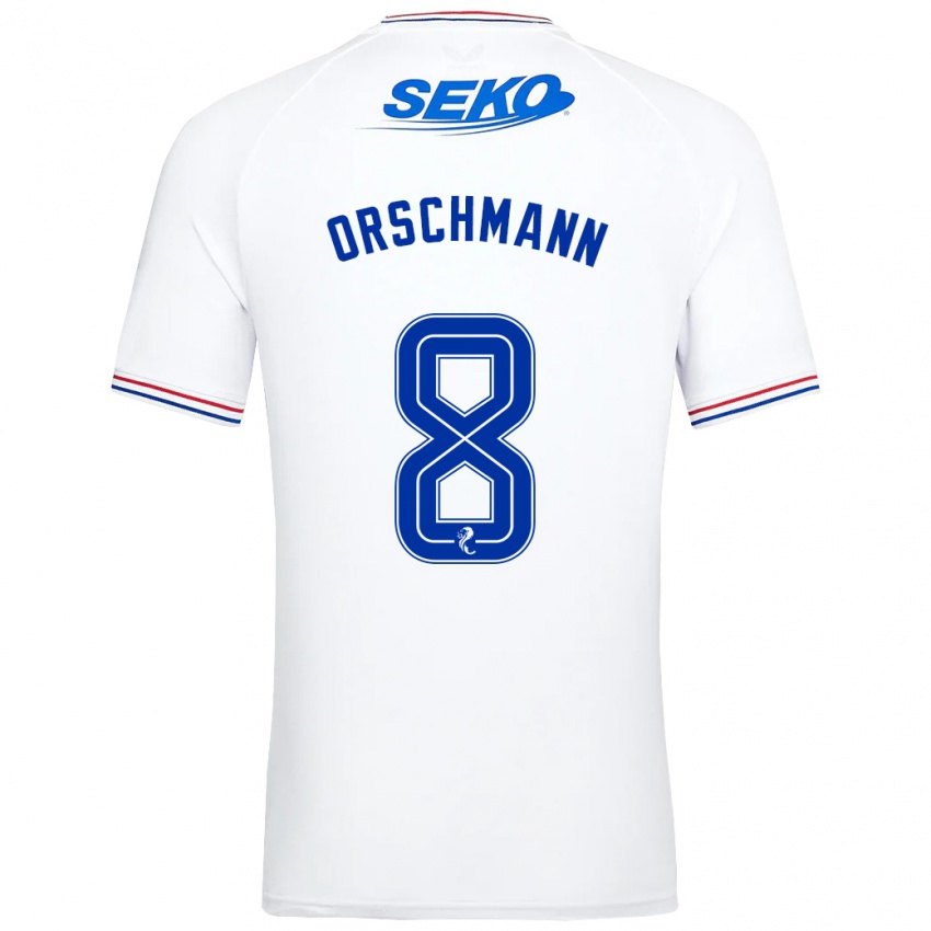 Enfant Maillot Dina Orschmann #8 Blanc Tenues Extérieur 2023/24 T-Shirt Suisse