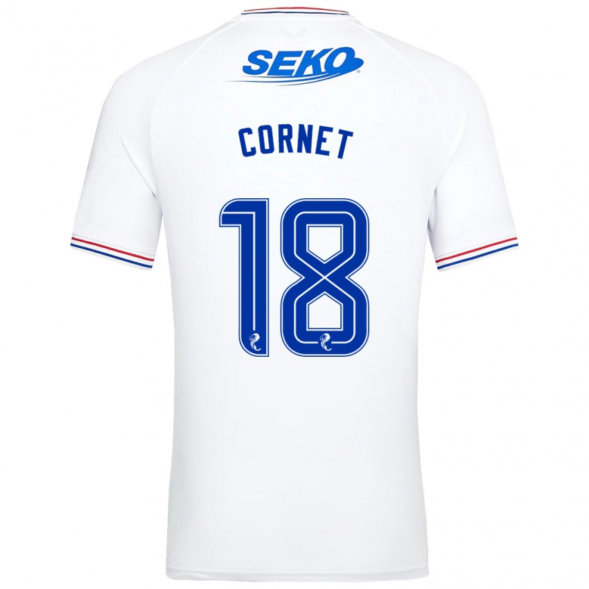 Enfant Maillot Chelsea Cornet #18 Blanc Tenues Extérieur 2023/24 T-Shirt Suisse