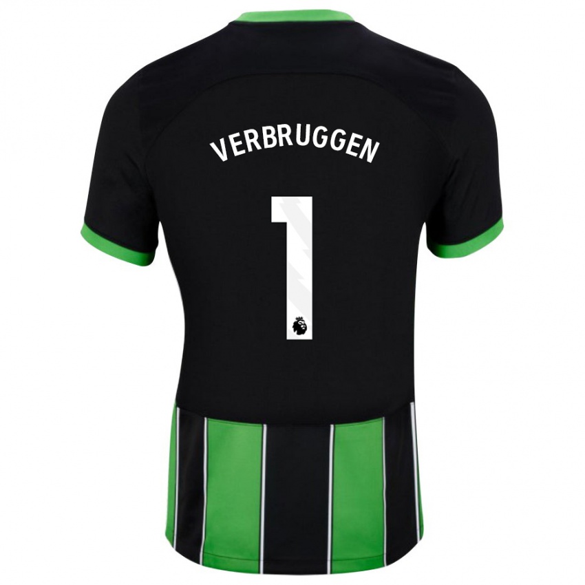 Enfant Maillot Bart Verbruggen #1 Vert Noir Tenues Extérieur 2023/24 T-Shirt Suisse