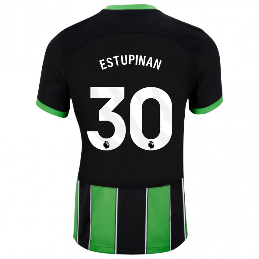 Enfant Maillot Pervis Estupiñán #30 Vert Noir Tenues Extérieur 2023/24 T-Shirt Suisse