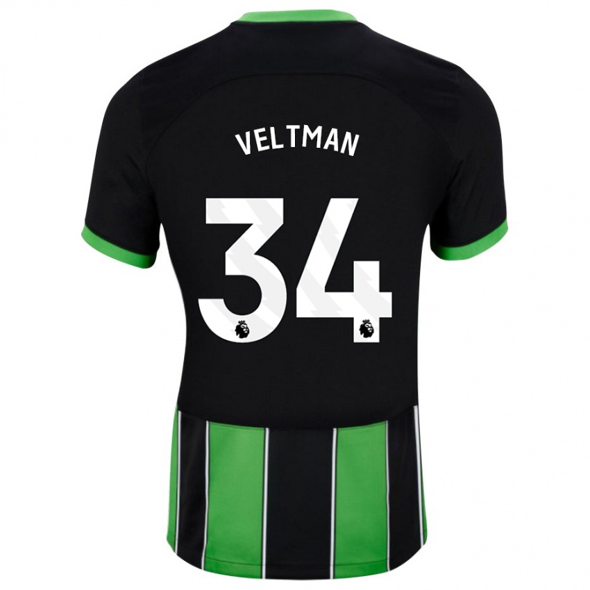 Enfant Maillot Joël Veltman #34 Vert Noir Tenues Extérieur 2023/24 T-Shirt Suisse