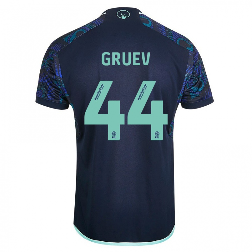 Kinder Ilia Gruev #44 Blau Auswärtstrikot Trikot 2023/24 T-Shirt Schweiz