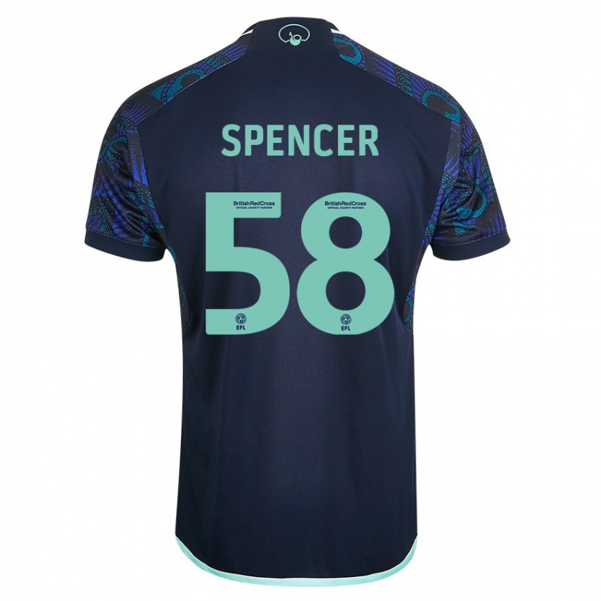 Enfant Maillot Morten Spencer #58 Bleu Tenues Extérieur 2023/24 T-Shirt Suisse