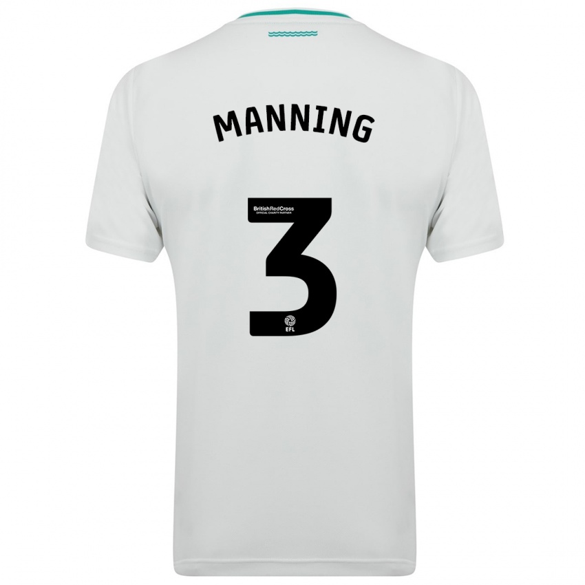 Enfant Maillot Ryan Manning #3 Blanc Tenues Extérieur 2023/24 T-Shirt Suisse