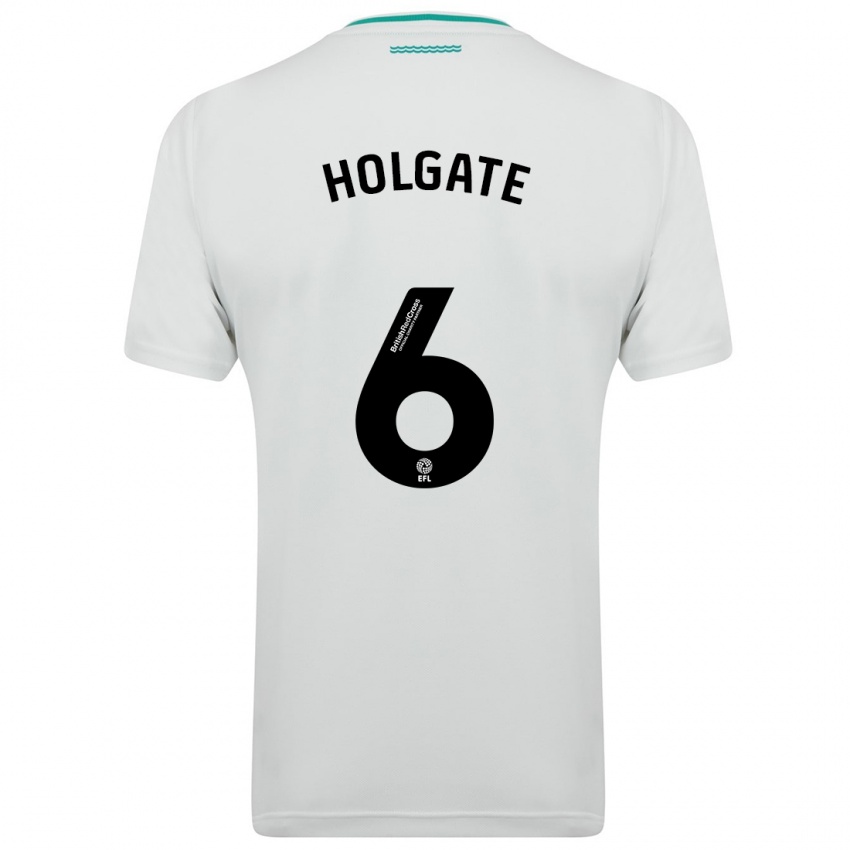 Enfant Maillot Mason Holgate #6 Blanc Tenues Extérieur 2023/24 T-Shirt Suisse