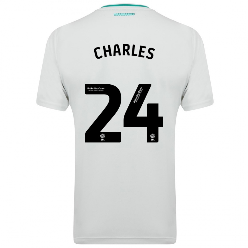 Enfant Maillot Shea Charles #24 Blanc Tenues Extérieur 2023/24 T-Shirt Suisse