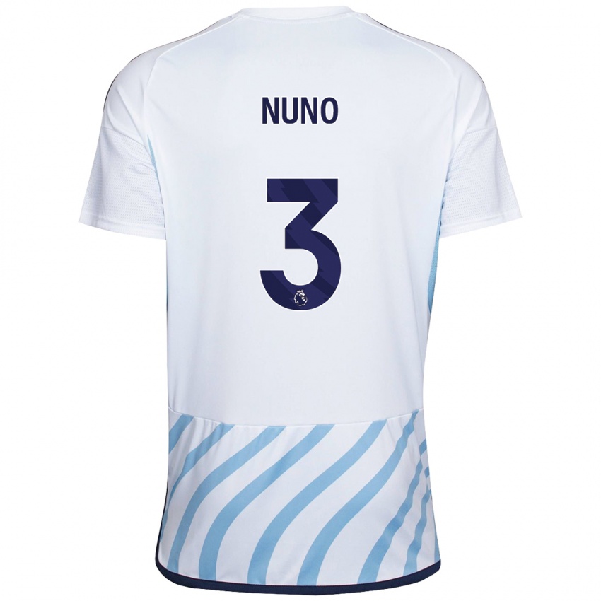 Enfant Maillot Nuno Tavares #3 Blanc Bleu Tenues Extérieur 2023/24 T-Shirt Suisse