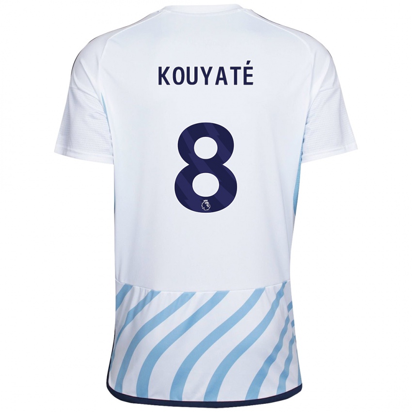 Enfant Maillot Cheikhou Kouyaté #8 Blanc Bleu Tenues Extérieur 2023/24 T-Shirt Suisse