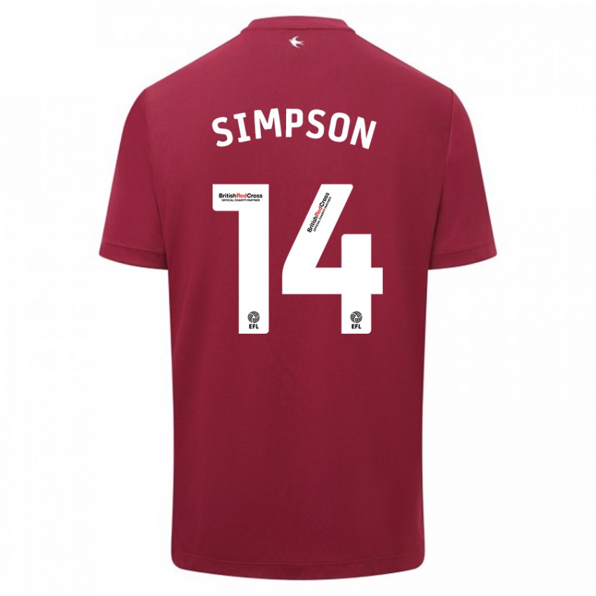 Enfant Maillot Jasmine Simpson #14 Rouge Tenues Extérieur 2023/24 T-Shirt Suisse