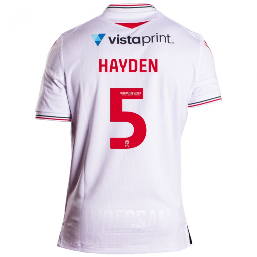 Enfant Maillot Aaron Hayden #5 Blanc Tenues Extérieur 2023/24 T-Shirt Suisse