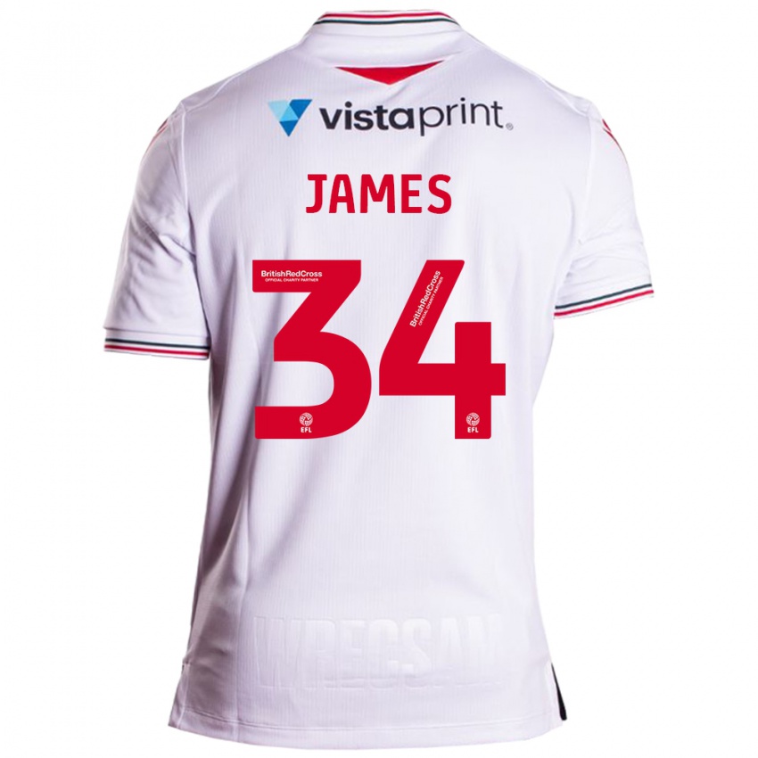 Enfant Maillot Aaron James #34 Blanc Tenues Extérieur 2023/24 T-Shirt Suisse