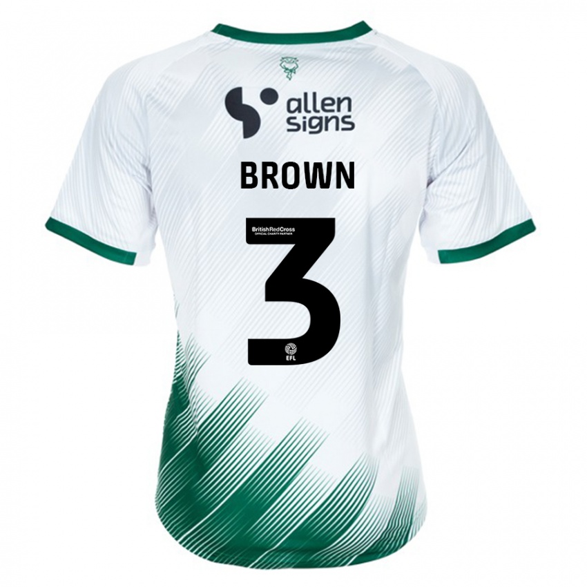 Enfant Maillot Jaden Brown #3 Blanc Tenues Extérieur 2023/24 T-Shirt Suisse