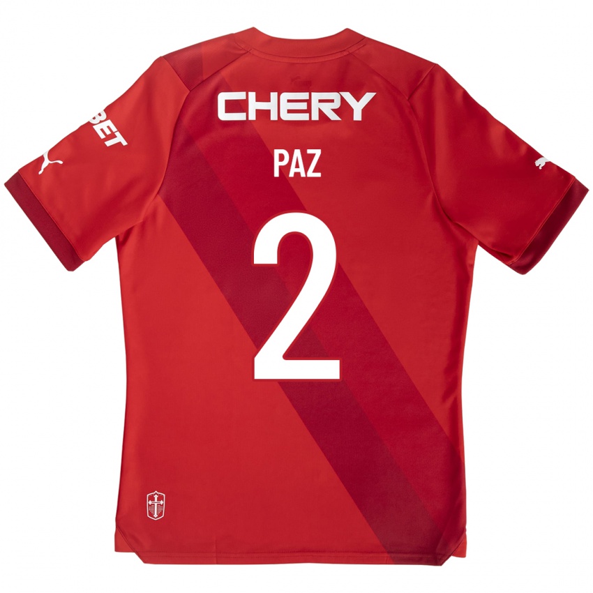 Enfant Maillot Nehuén Paz #2 Rouge Tenues Extérieur 2023/24 T-Shirt Suisse
