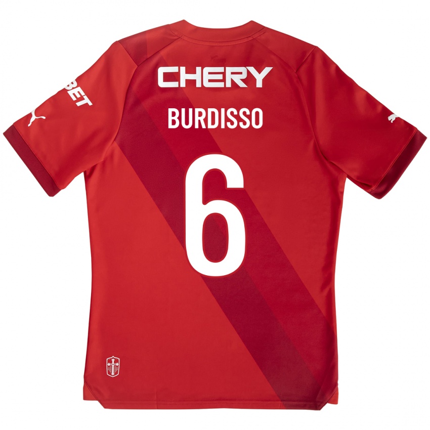 Enfant Maillot Guillermo Burdisso #6 Rouge Tenues Extérieur 2023/24 T-Shirt Suisse