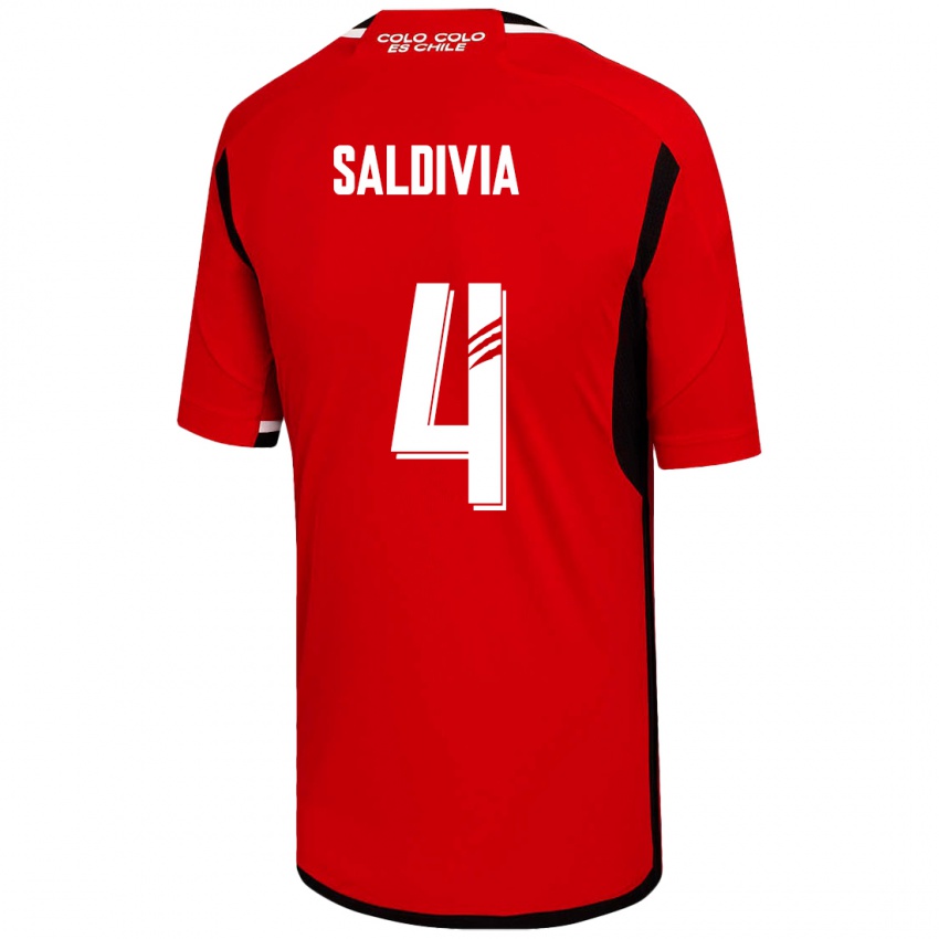 Enfant Maillot Alan Saldivia #4 Rouge Tenues Extérieur 2023/24 T-Shirt Suisse