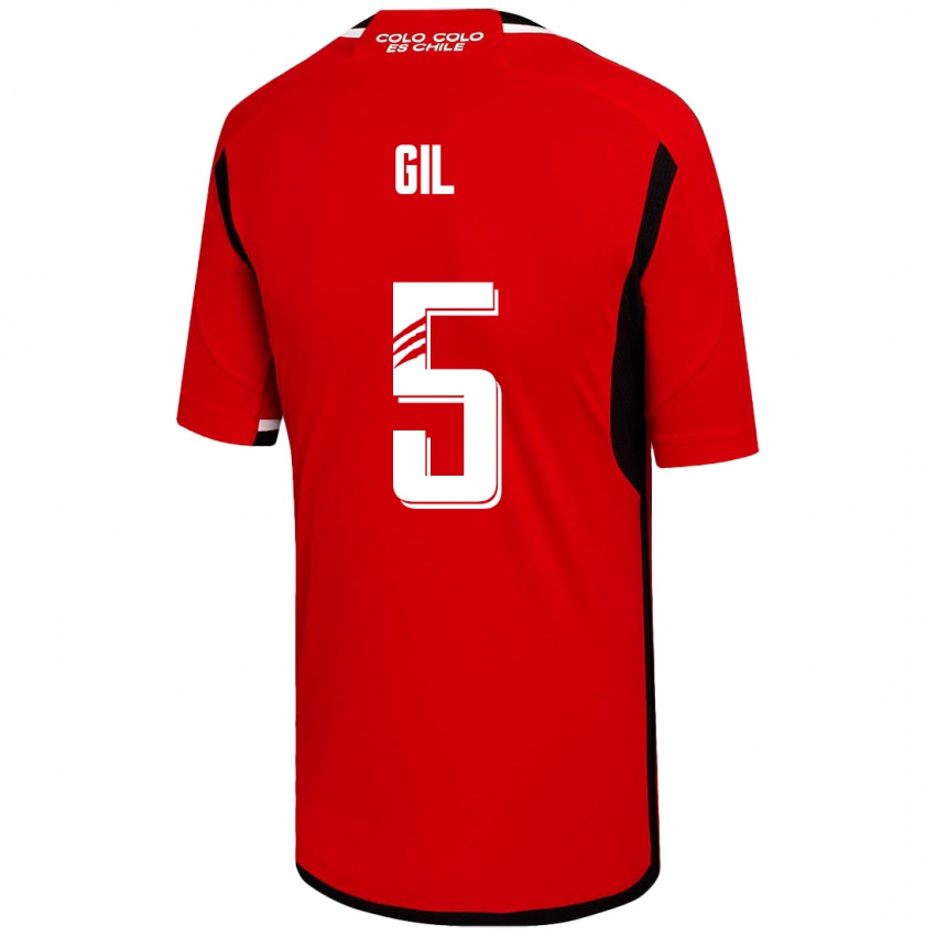 Enfant Maillot Leonardo Gil #5 Rouge Tenues Extérieur 2023/24 T-Shirt Suisse