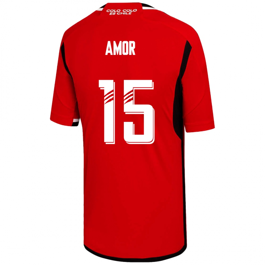 Enfant Maillot Emiliano Amor #15 Rouge Tenues Extérieur 2023/24 T-Shirt Suisse