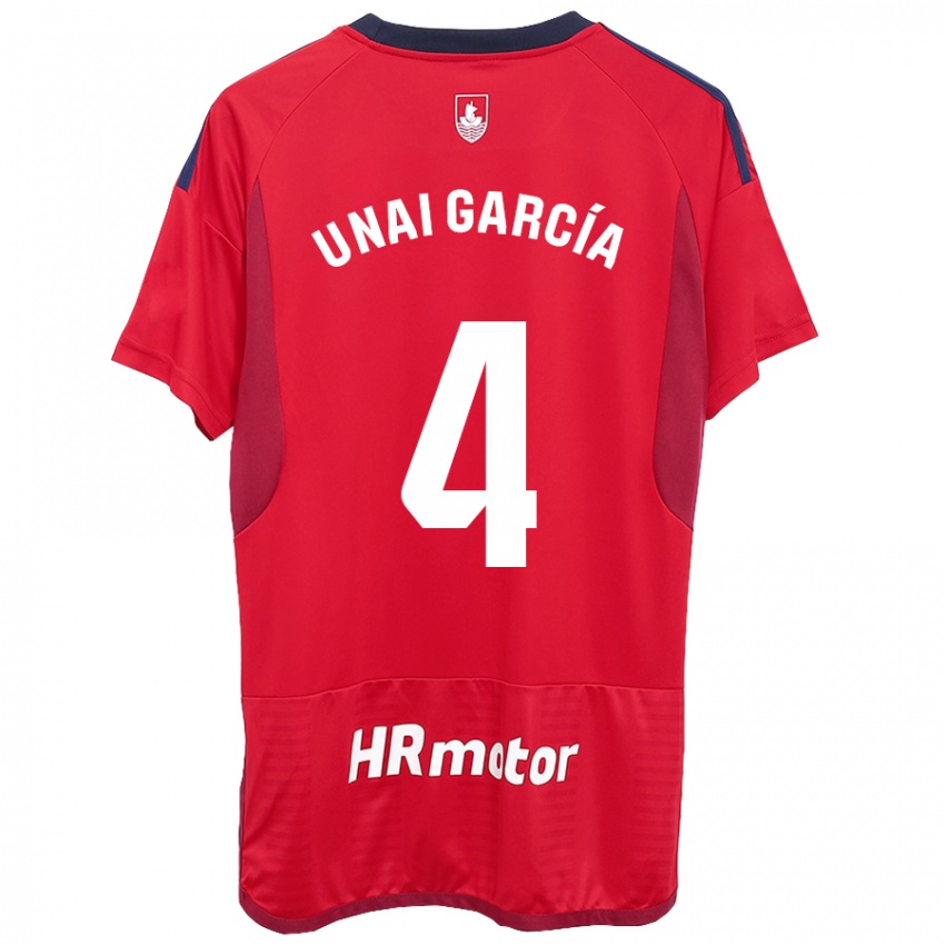 Homme Maillot Unai García #4 Rouge Tenues Domicile 2023/24 T-Shirt Suisse