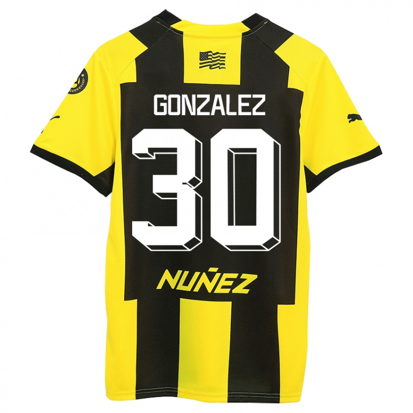 Homme Maillot Ángel González #30 Jaune Noir Tenues Domicile 2023/24 T-Shirt Suisse