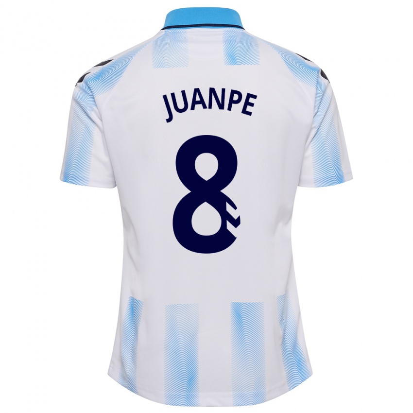 Homme Maillot Juanpe #8 Blanc Bleu Tenues Domicile 2023/24 T-Shirt Suisse