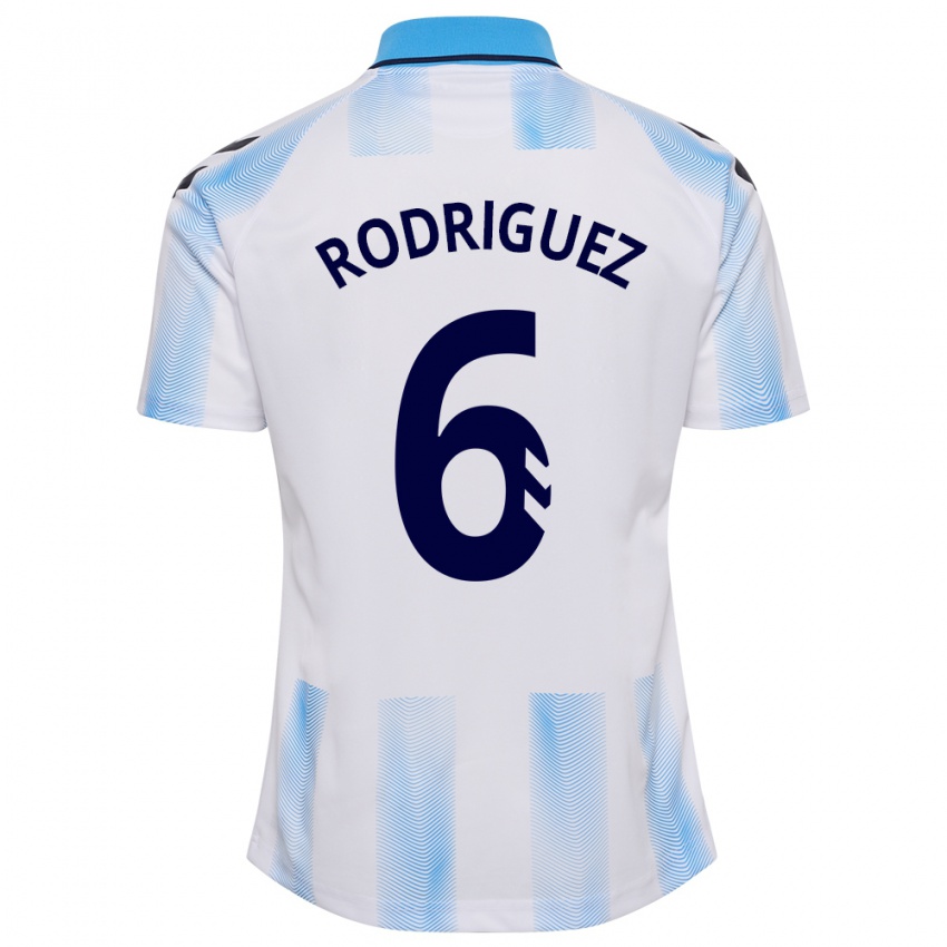 Homme Maillot Rafa Rodríguez #6 Blanc Bleu Tenues Domicile 2023/24 T-Shirt Suisse