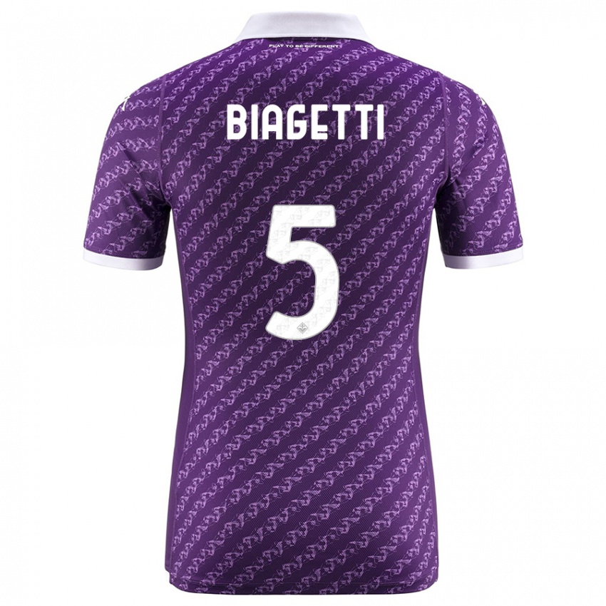 Homme Maillot Christian Biagetti #5 Violet Tenues Domicile 2023/24 T-Shirt Suisse