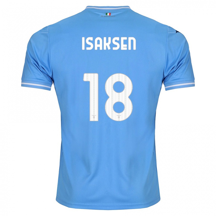 Homme Maillot Gustav Isaksen #18 Bleu Tenues Domicile 2023/24 T-Shirt Suisse