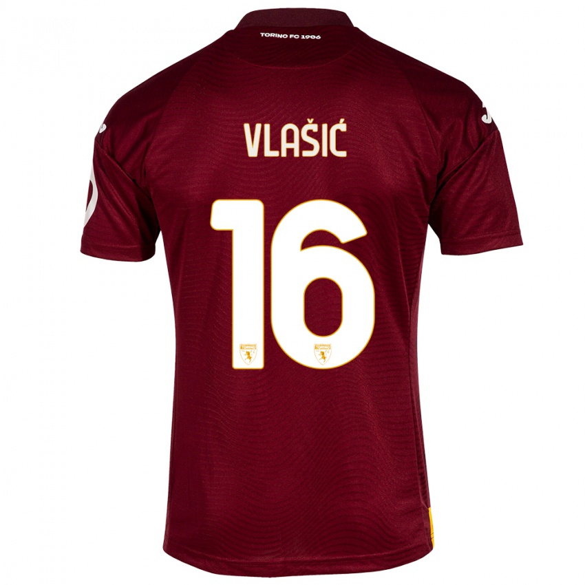 Homme Maillot Nikola Vlasic #16 Rouge Foncé Tenues Domicile 2023/24 T-Shirt Suisse