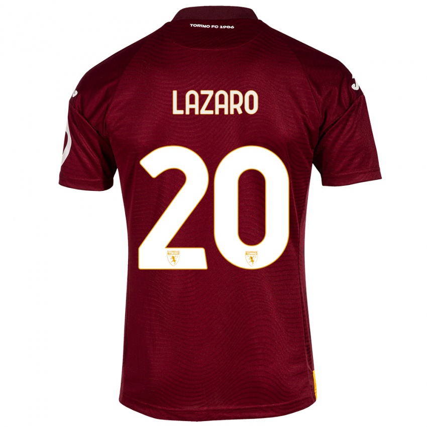 Homme Maillot Valentino Lazaro #20 Rouge Foncé Tenues Domicile 2023/24 T-Shirt Suisse