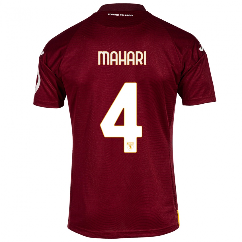 Homme Maillot Efdon Mahari #4 Rouge Foncé Tenues Domicile 2023/24 T-Shirt Suisse