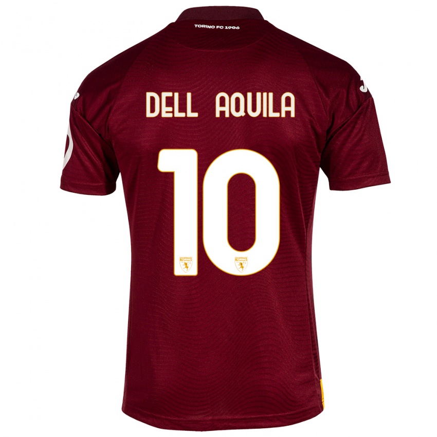 Homme Maillot Francesco Dell'aquila #10 Rouge Foncé Tenues Domicile 2023/24 T-Shirt Suisse
