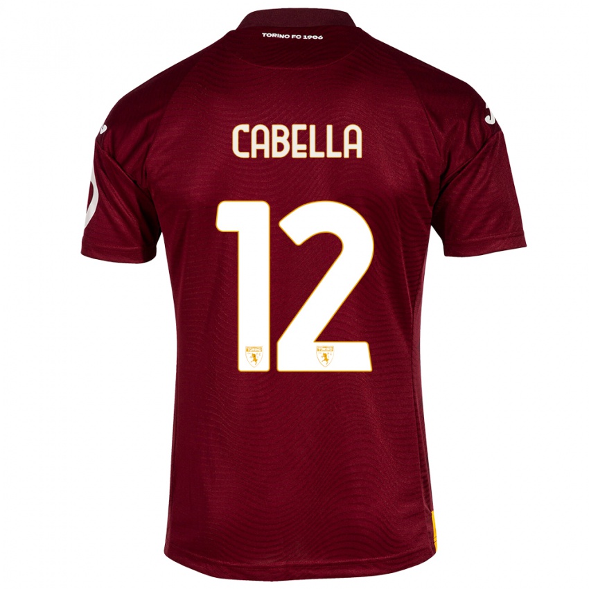 Homme Maillot Matteo Cabella #12 Rouge Foncé Tenues Domicile 2023/24 T-Shirt Suisse