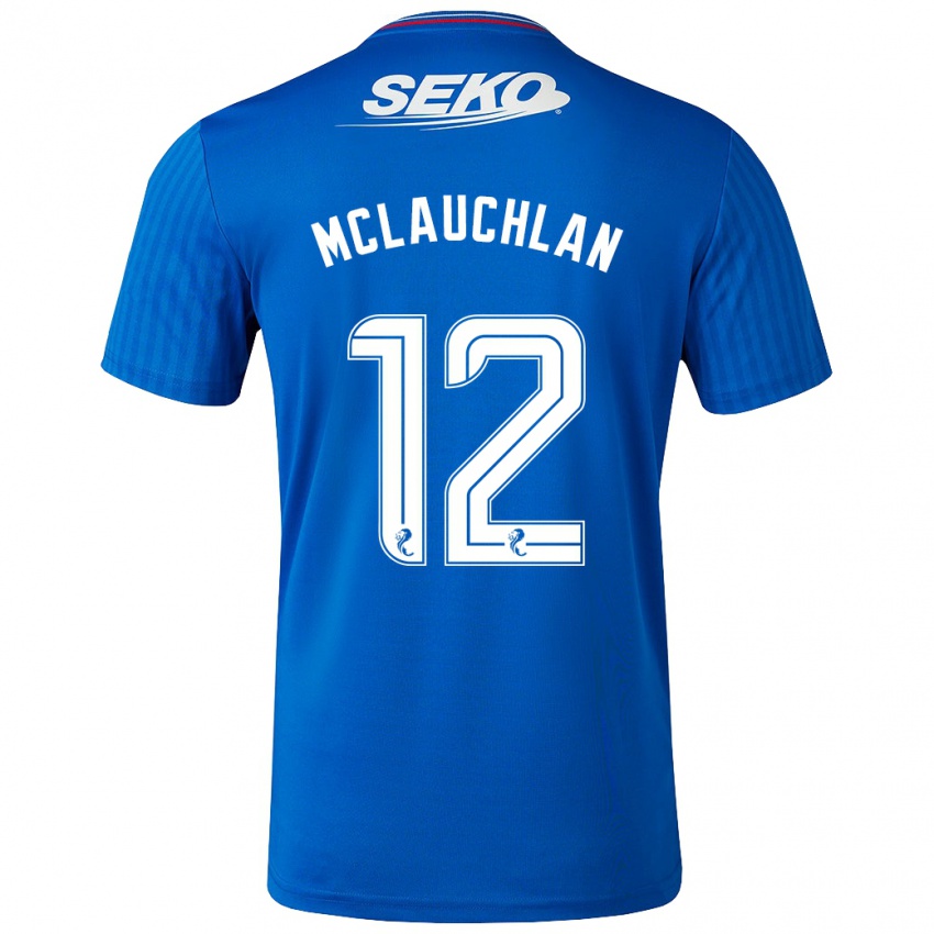 Homme Maillot Rachel Mclauchlan #12 Bleu Tenues Domicile 2023/24 T-Shirt Suisse