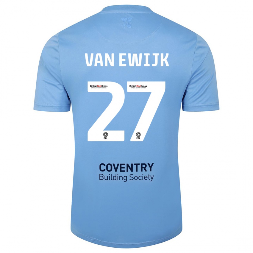 Homme Maillot Milan Van Ewijk #27 Bleu Ciel Tenues Domicile 2023/24 T-Shirt Suisse