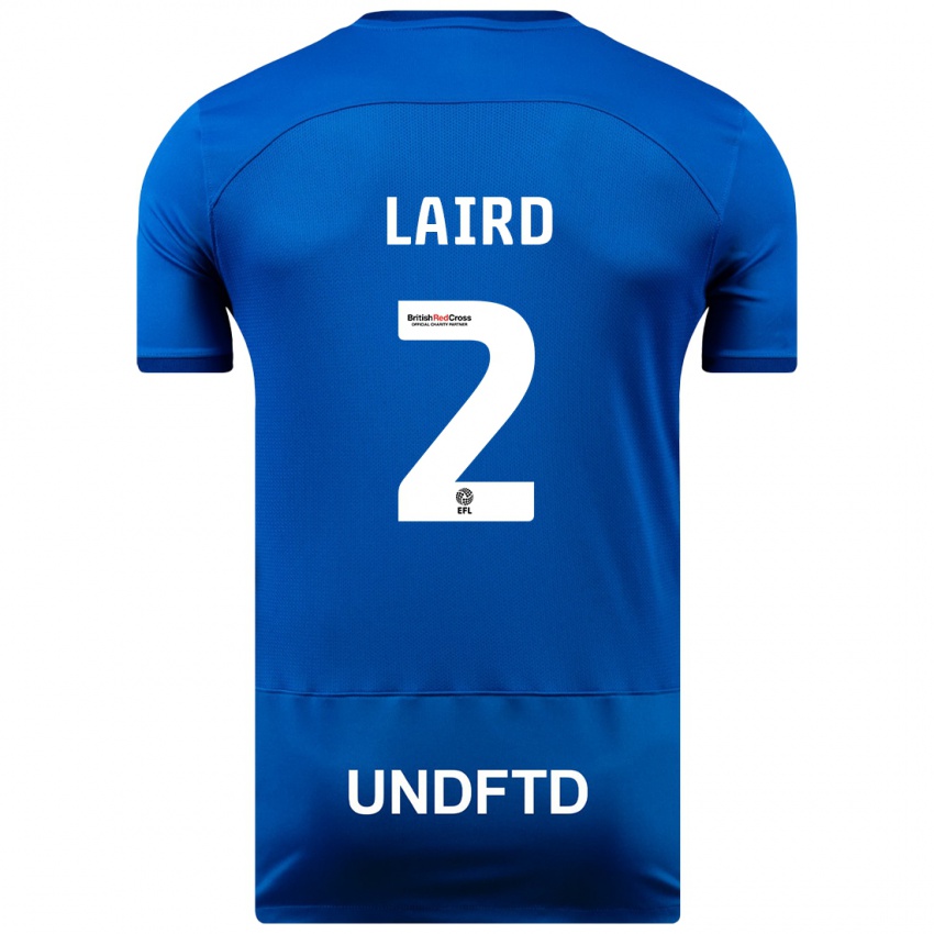 Homme Maillot Ethan Laird #2 Bleu Tenues Domicile 2023/24 T-Shirt Suisse
