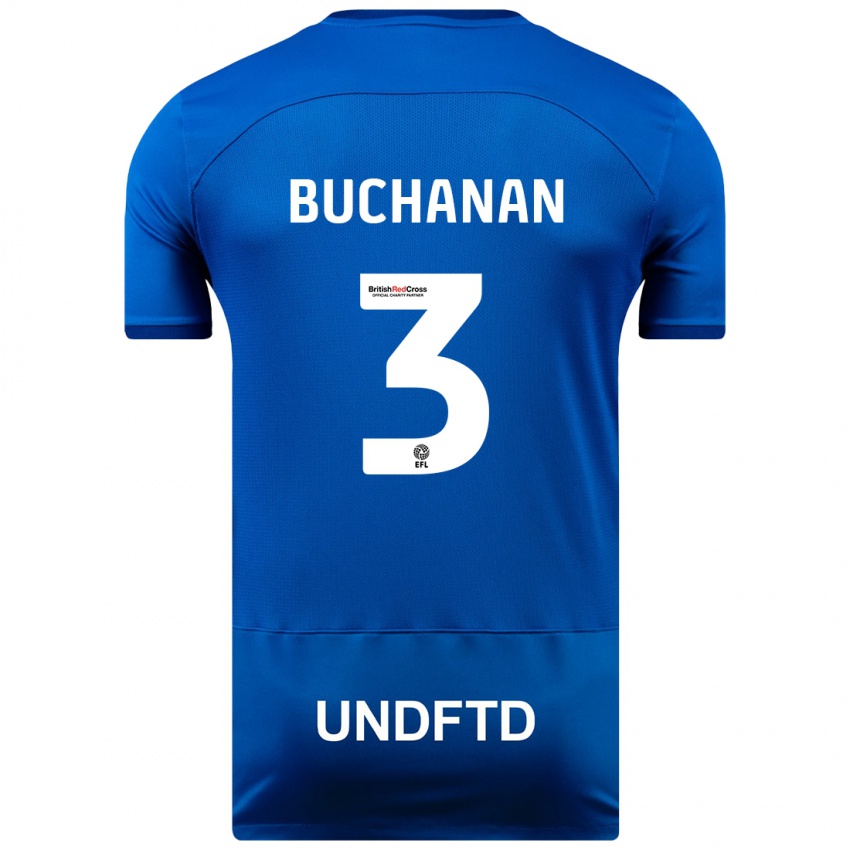 Homme Maillot Lee Buchanan #3 Bleu Tenues Domicile 2023/24 T-Shirt Suisse