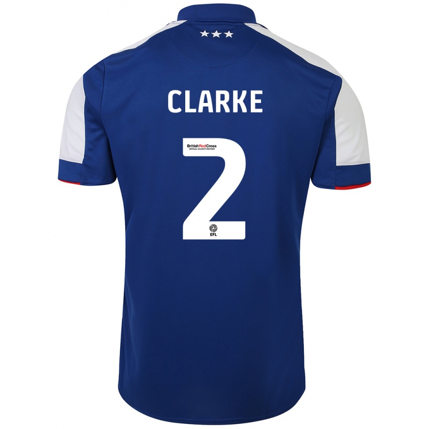 Homme Maillot Harry Clarke #2 Bleu Tenues Domicile 2023/24 T-Shirt Suisse