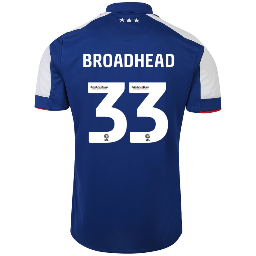 Homme Maillot Nathan Broadhead #33 Bleu Tenues Domicile 2023/24 T-Shirt Suisse