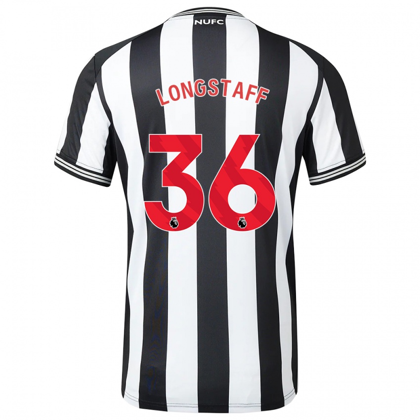 Homme Maillot Sean Longstaff #36 Noir Blanc Tenues Domicile 2023/24 T-Shirt Suisse