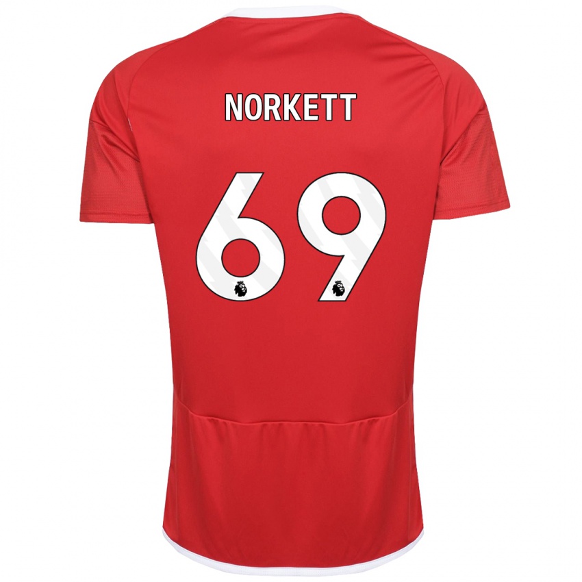 Homme Maillot Manni Norkett #69 Rouge Tenues Domicile 2023/24 T-Shirt Suisse