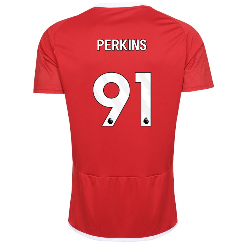 Homme Maillot Jack Perkins #91 Rouge Tenues Domicile 2023/24 T-Shirt Suisse