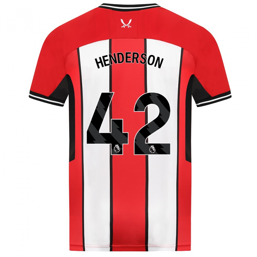 Homme Maillot Peyton Henderson #42 Rouge Tenues Domicile 2023/24 T-Shirt Suisse