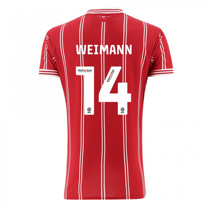 Herren Andreas Weimann #14 Rot Heimtrikot Trikot 2023/24 T-Shirt Schweiz