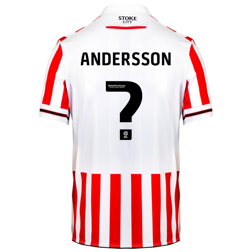 Homme Maillot Edwin Andersson #0 Rouge Blanc Tenues Domicile 2023/24 T-Shirt Suisse