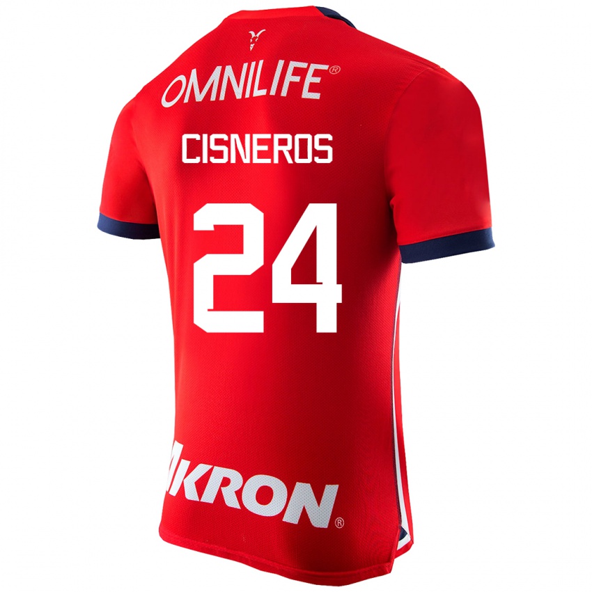 Homme Maillot Carlos Cisneros #24 Rouge Tenues Domicile 2023/24 T-Shirt Suisse