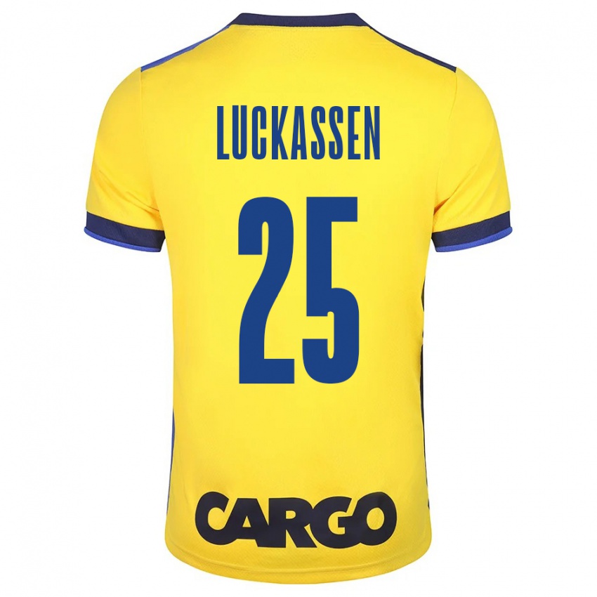 Homme Maillot Derrick Luckassen #25 Jaune Tenues Domicile 2023/24 T-Shirt Suisse
