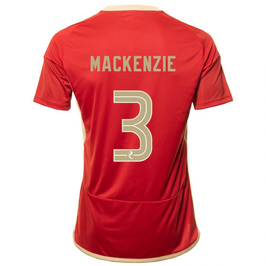 Homme Maillot Jack Mackenzie #3 Rouge Tenues Domicile 2023/24 T-Shirt Suisse