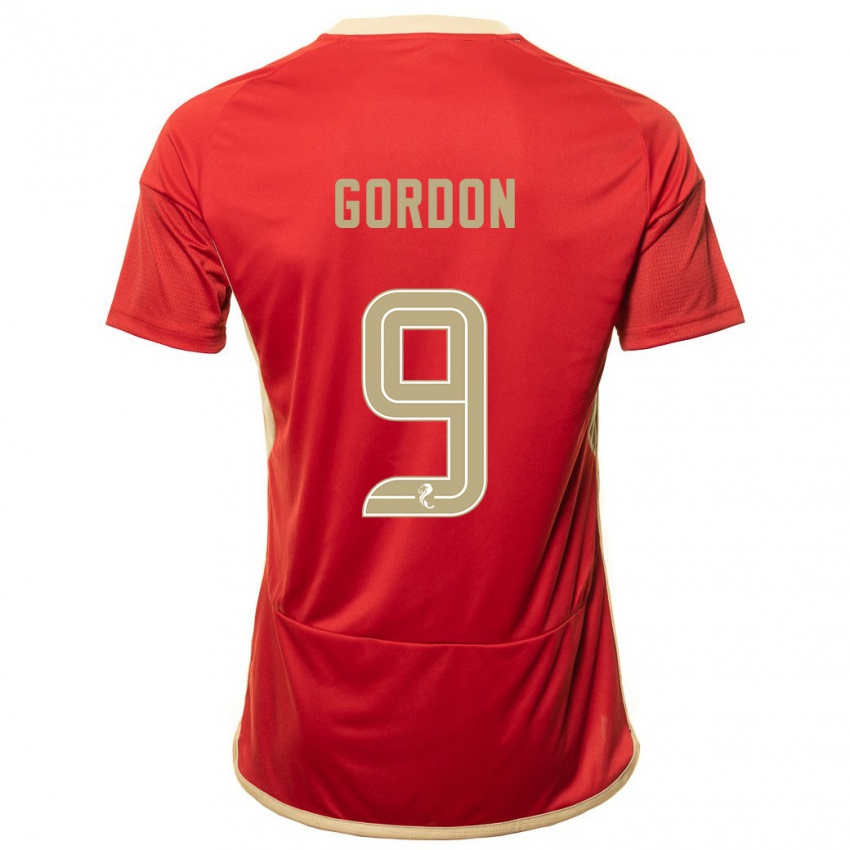 Homme Maillot Lauren Gordon #9 Rouge Tenues Domicile 2023/24 T-Shirt Suisse