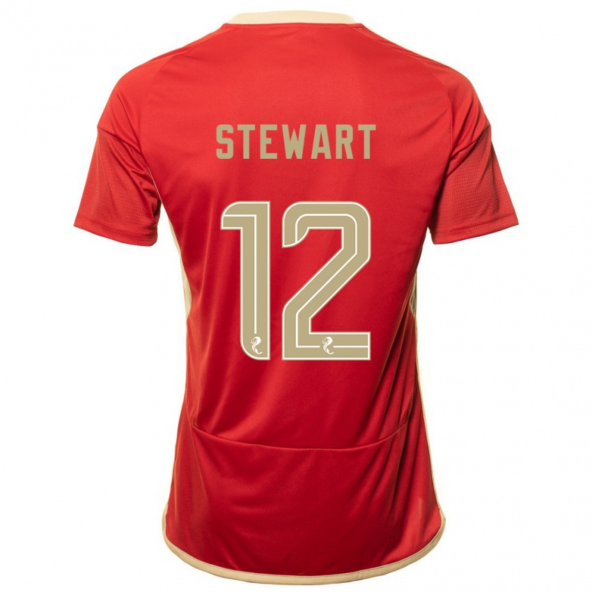 Homme Maillot Hannah Stewart #12 Rouge Tenues Domicile 2023/24 T-Shirt Suisse