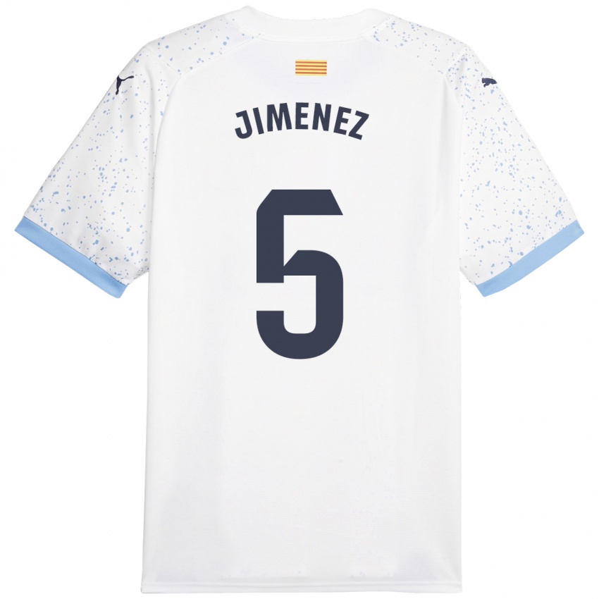 Homme Maillot Ángela Jiménez #5 Blanc Tenues Extérieur 2023/24 T-Shirt Suisse